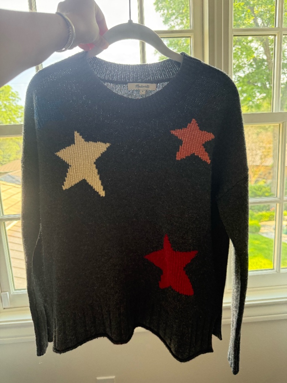 Madewell Black Star Knit Sweater Size Small